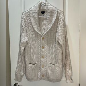 J. Crew Men’s Cream Cable Knit Shawl-Collar Cardigan w/Pockets Fisherman Size L